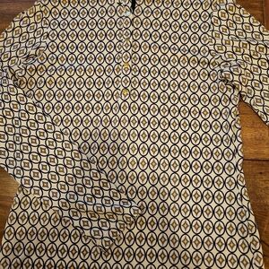 Geometric Patterned Blouse - Black and Gold